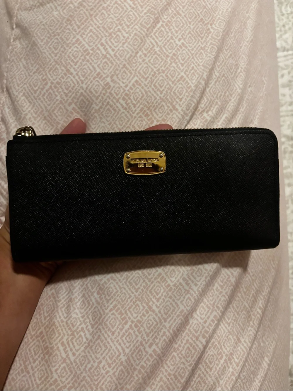 Michael Kors Black Saffiano Zip-Around Wallet
